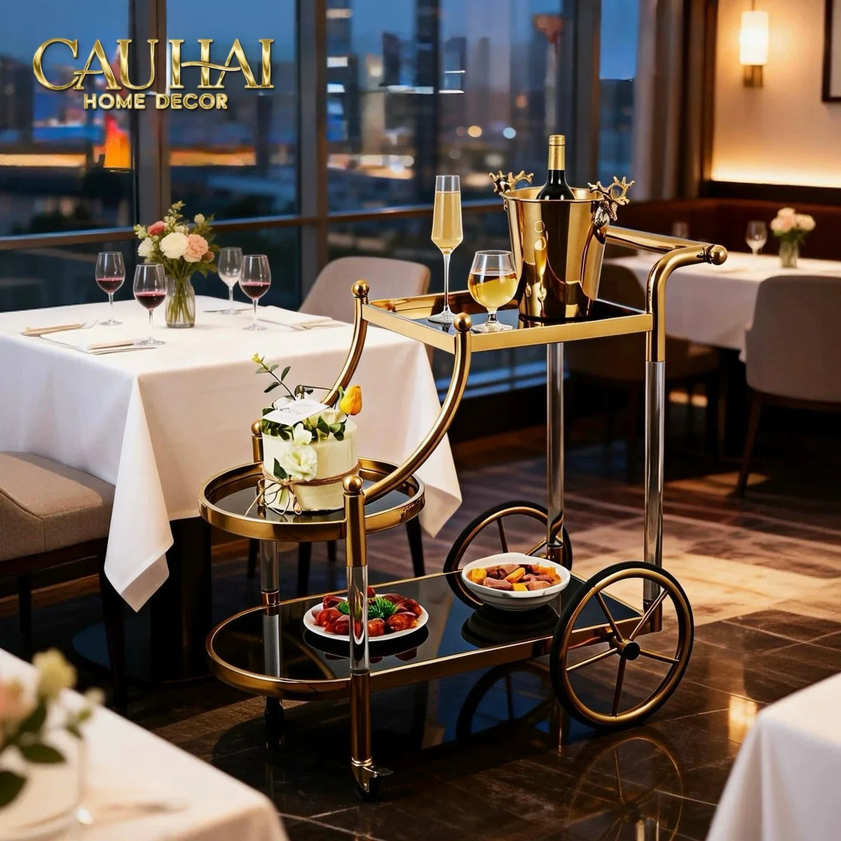 Maison Couture - Xe Đẩy Quầy Bar Grand Marquis Lusso Bar Cart Trolley 40x90x90-XE ĐẨY BAR-CẬU HAI HOME DECOR-CẬU HAI HOME DECOR