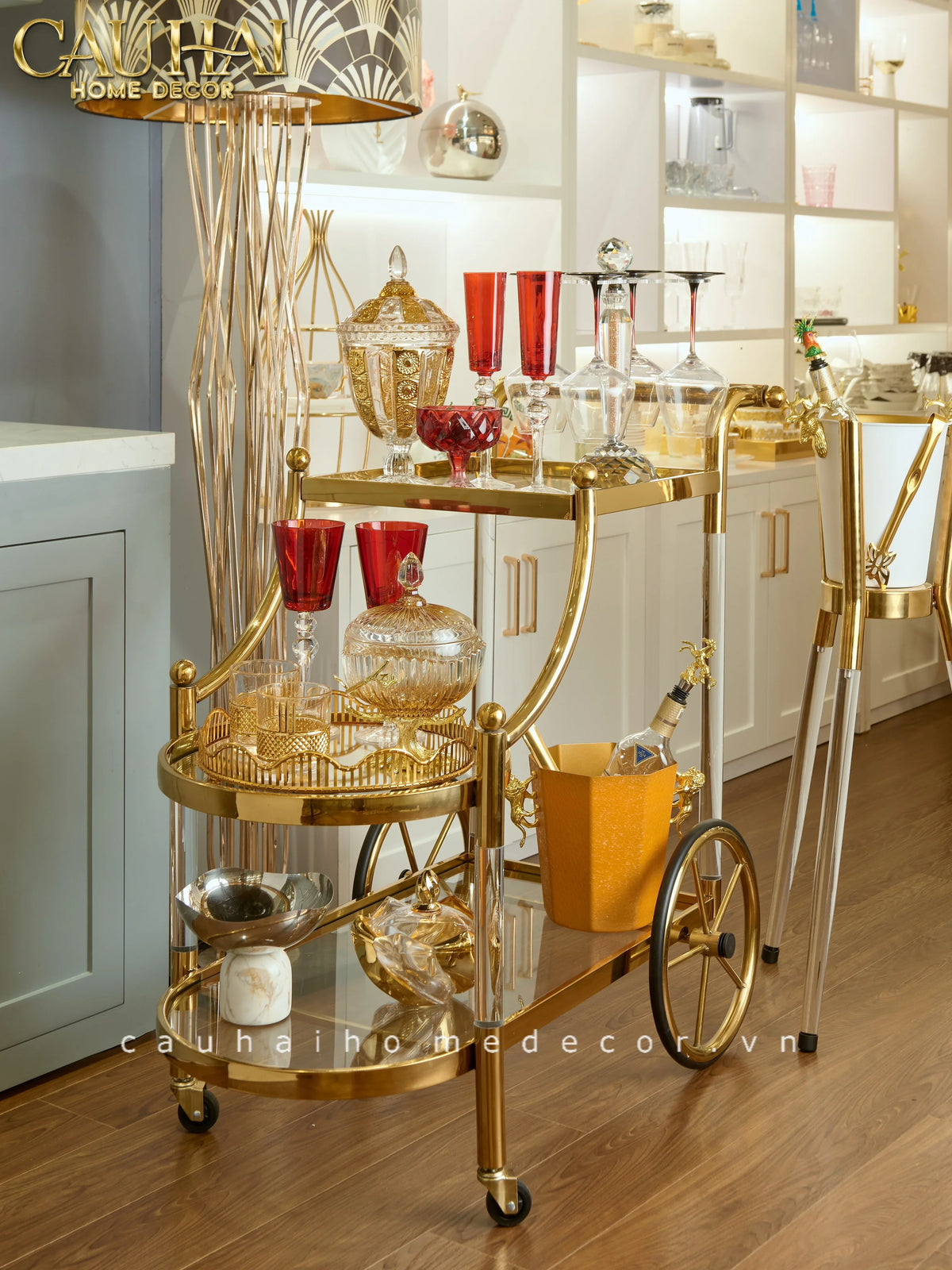 Maison Couture - Xe Đẩy Quầy Bar Grand Marquis Lusso Bar Cart Trolley 40x90x90-XE ĐẨY BAR-CẬU HAI HOME DECOR-CẬU HAI HOME DECOR