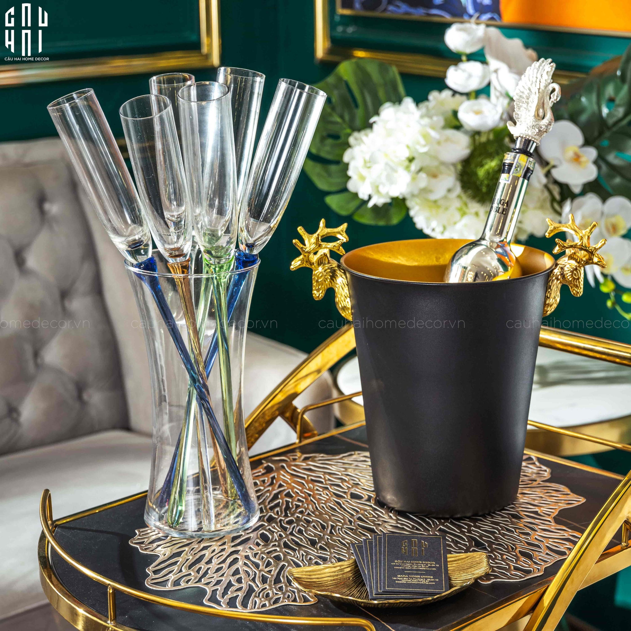 Maison Couture - Xô Đá Màu Đen Golden Elk Ice Bucket Noir Gold 5L-XÔ ĐÁ-CẬU HAI HOME DECOR
