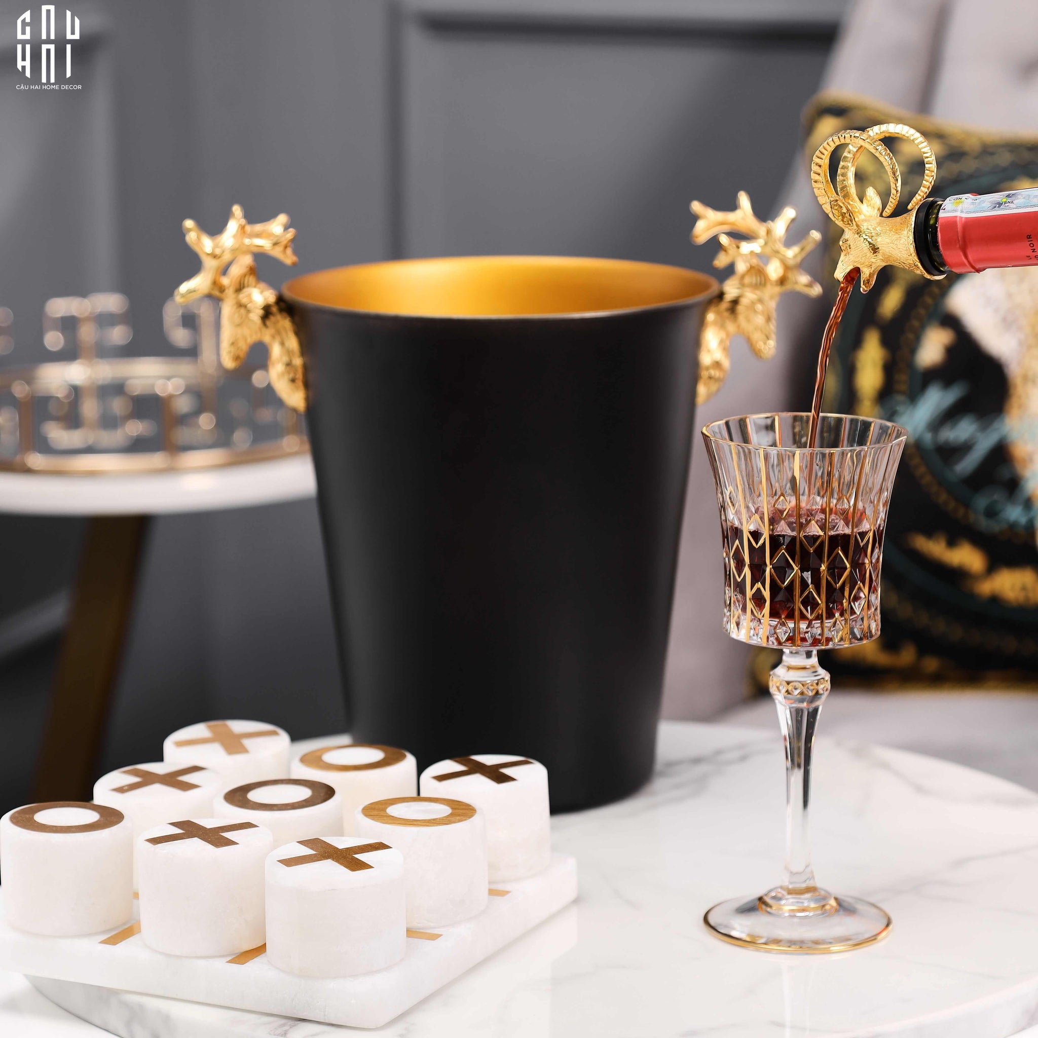 Maison Couture - Xô Đá Màu Đen Golden Elk Ice Bucket Noir Gold 5L-CẬU HAI HOME DECOR