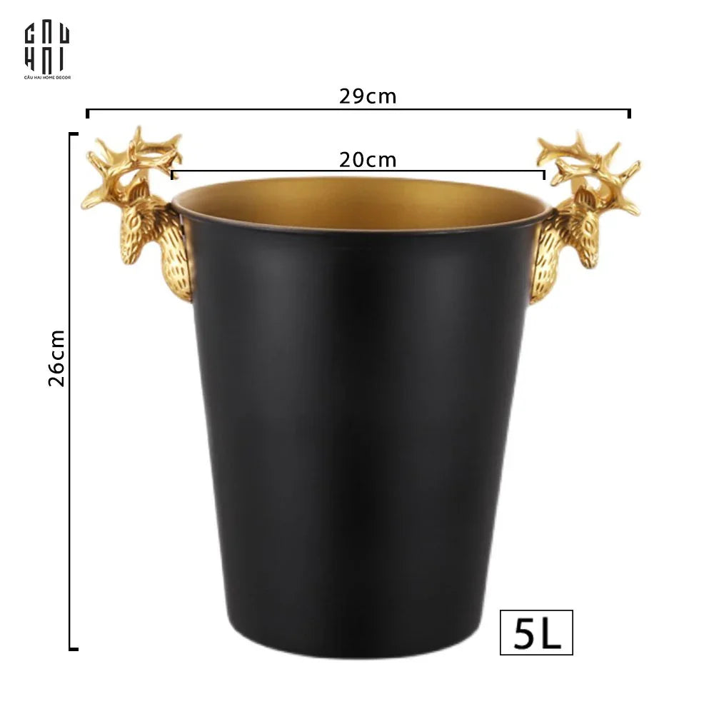 Maison Couture - Xô Đá Màu Đen Golden Elk Ice Bucket Noir Gold 5L-CẬU HAI HOME DECOR