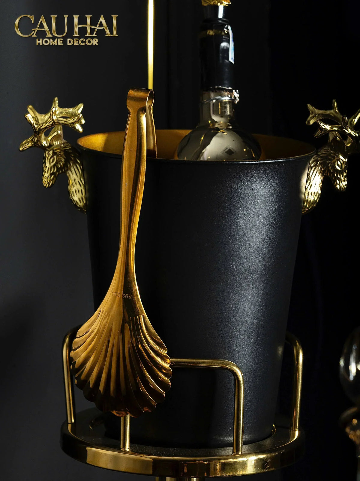 Maison Couture - Xô Đá Màu Đen Golden Elk Ice Bucket Noir Gold 5L-XÔ ĐÁ-Đối tác tại Trung Quốc theo từng đơn đặt hàng-CẬU HAI HOME DECOR