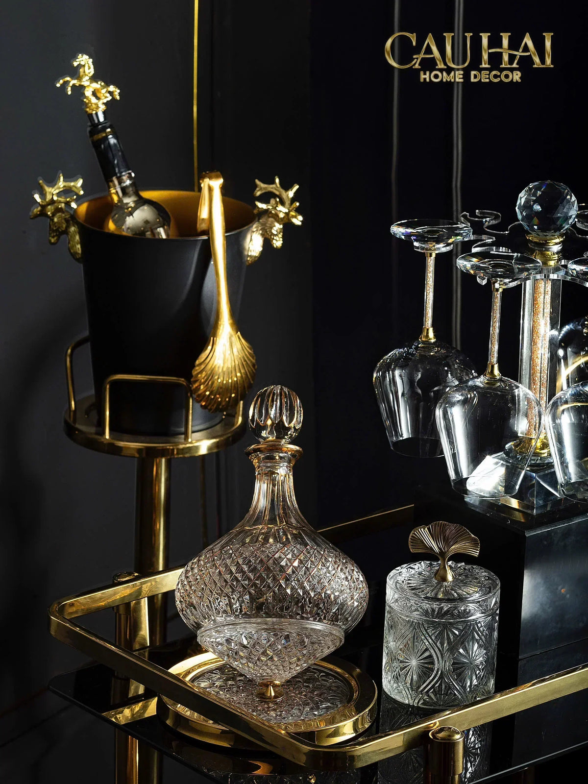 Maison Couture - Xô Đá Màu Đen Golden Elk Ice Bucket Noir Gold 5L-XÔ ĐÁ-Đối tác tại Trung Quốc theo từng đơn đặt hàng-CẬU HAI HOME DECOR