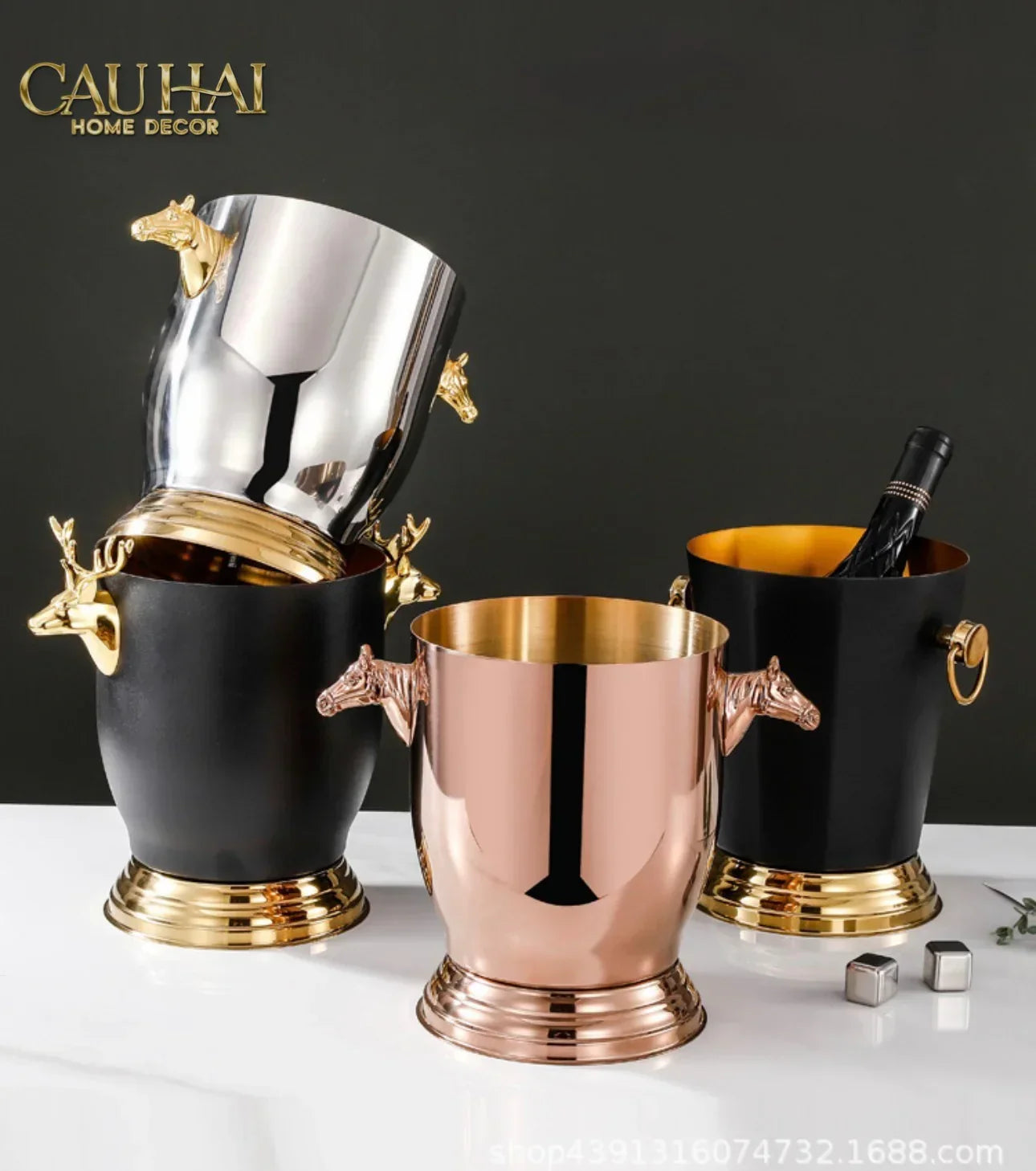 Maison Couture - Xô Đá Phiên Bản Allure - Malta Cheval Équestre Ice Bucket - Noire Gold 6L 18x24-CẬU HAI HOME DECOR
