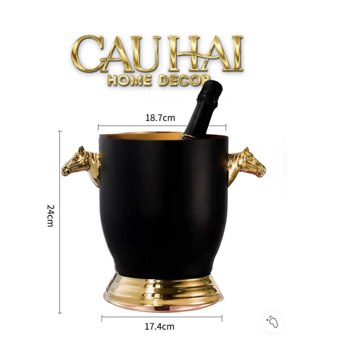Maison Couture - Xô Đá Ướp Vang Stainless Steel Cheval Équestre Ice Bucket - Metalic Gold 6L 18x24-XÔ ĐÁ-CẬU HAI HOME DECOR-CẬU HAI HOME DECOR