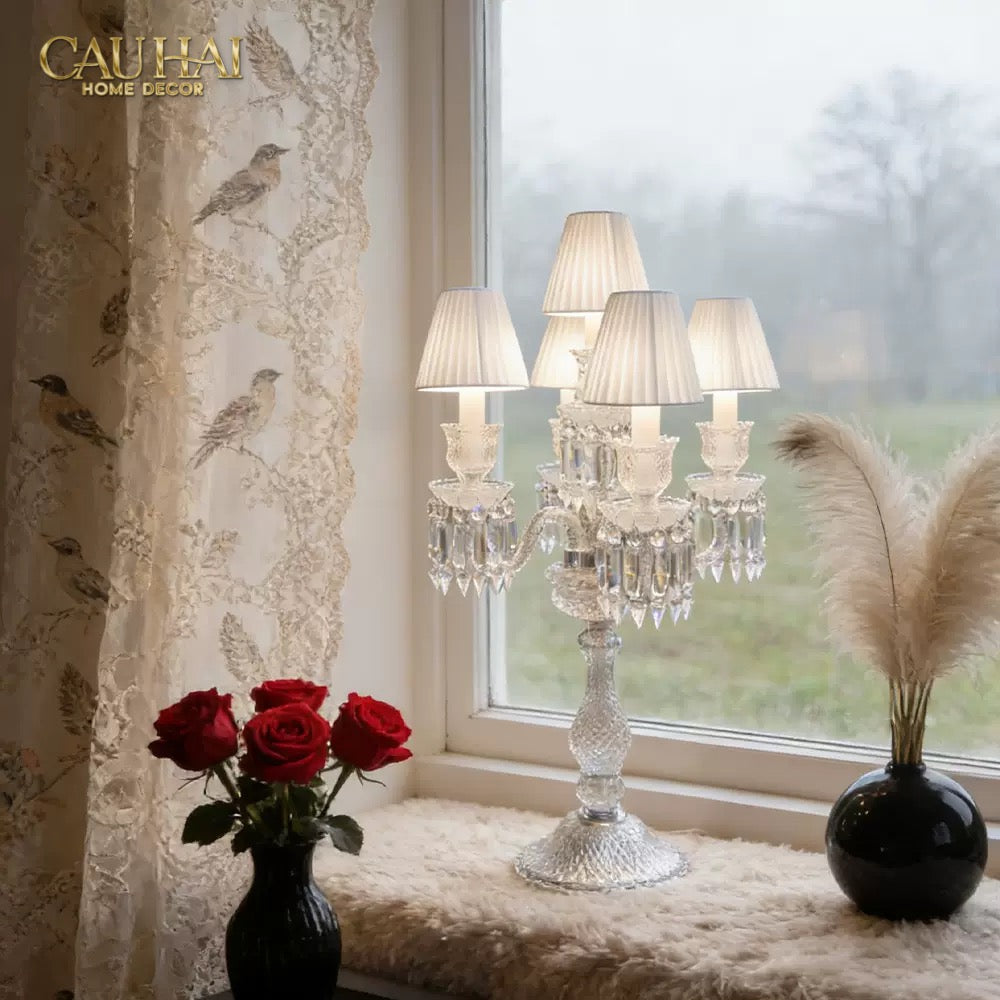 Maison Cristalleries Couture - Đèn Pha Lê 5 Đỉnh Candelabre Couronne Zénith Classique Lamp H72-ĐÈN BÀN-CẬU HAI HOME DECOR-CẬU HAI HOME DECOR