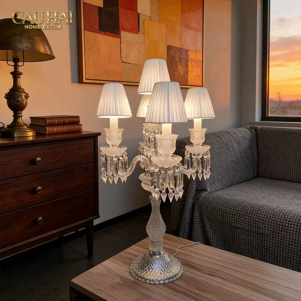 Maison Cristalleries Couture - Đèn Pha Lê 5 Đỉnh Candelabre Couronne Zénith Classique Lamp H72-ĐÈN BÀN-CẬU HAI HOME DECOR-CẬU HAI HOME DECOR