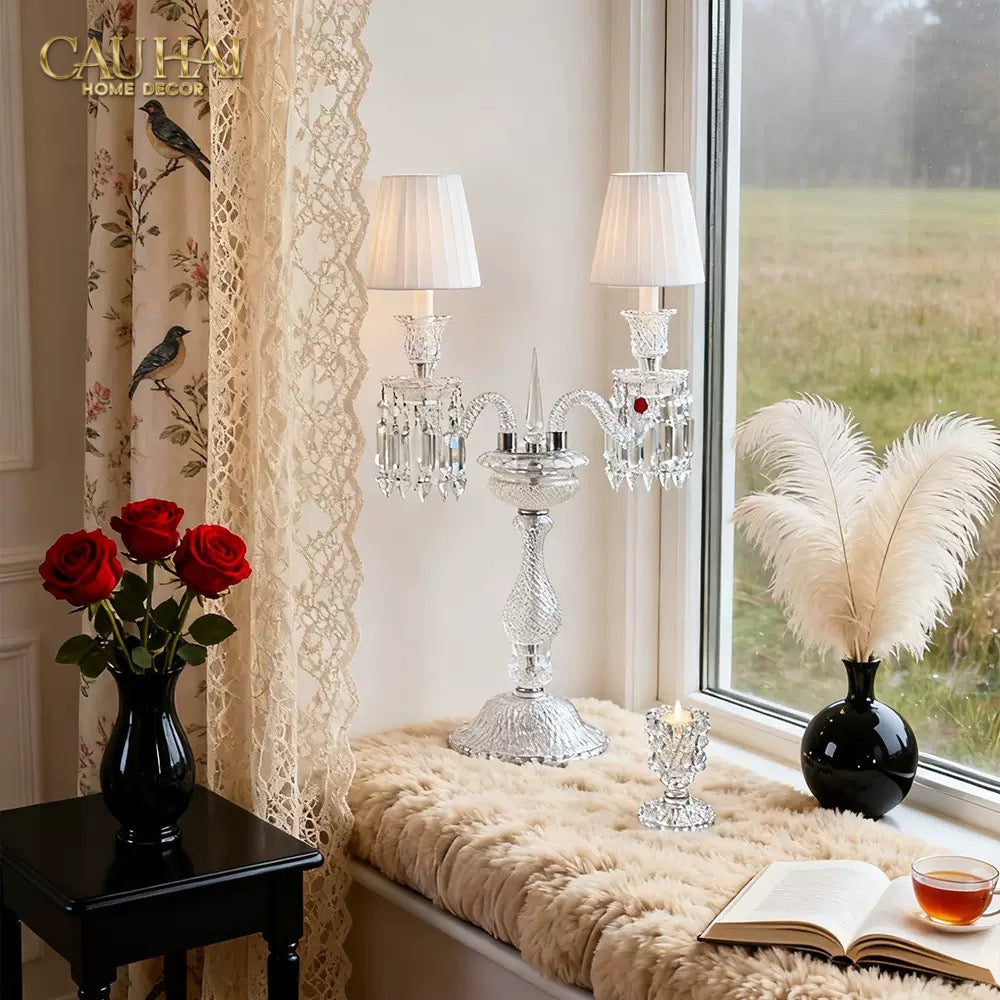Maison Cristalleries Couture - Đèn Pha Lê 5 Đỉnh Candelabre Couronne Zénith Classique Lamp H72-ĐÈN BÀN-CẬU HAI HOME DECOR-CẬU HAI HOME DECOR