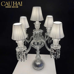 Maison Cristalleries Couture - Đèn Pha Lê 5 Đỉnh Candelabre Couronne Zénith En Classique Lamp H72-CẬU HAI HOME DECOR