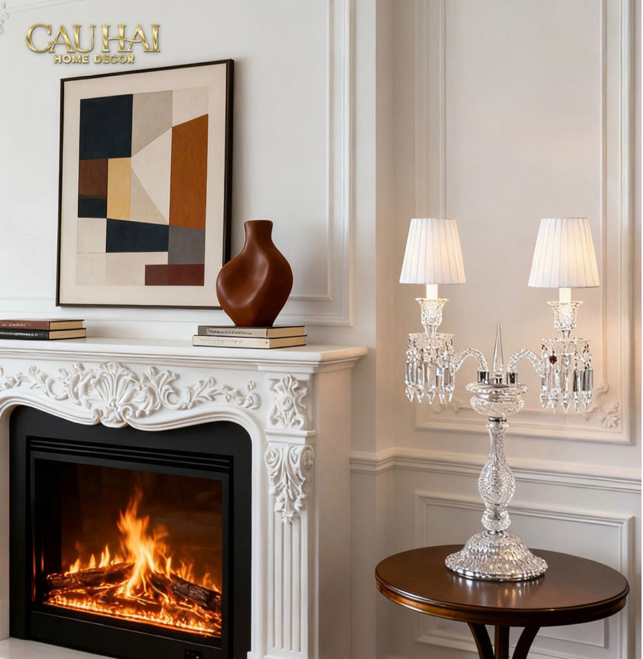 Maison Cristalleries Couture - Đèn Pha Lê 5 Đỉnh Candelabre Couronne Zénith En Classique Lamp H72-CẬU HAI HOME DECOR