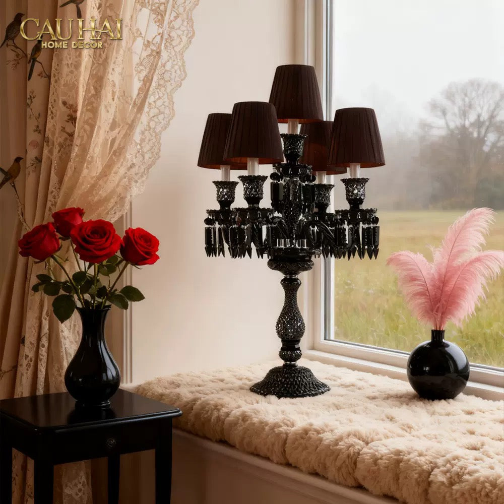 Maison Cristalleries Couture - Đèn Pha Lê 5 Đỉnh Candelabre Couronne Zénith En Classique Lamp H72-CẬU HAI HOME DECOR