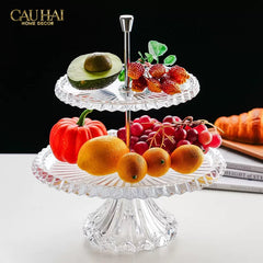 Maison Cristalleries Couture - Đĩa Pha Lê 2 Tầng Lumière Couronne Étagère 2 Niveaux 34x37-CẬU HAI HOME DECOR