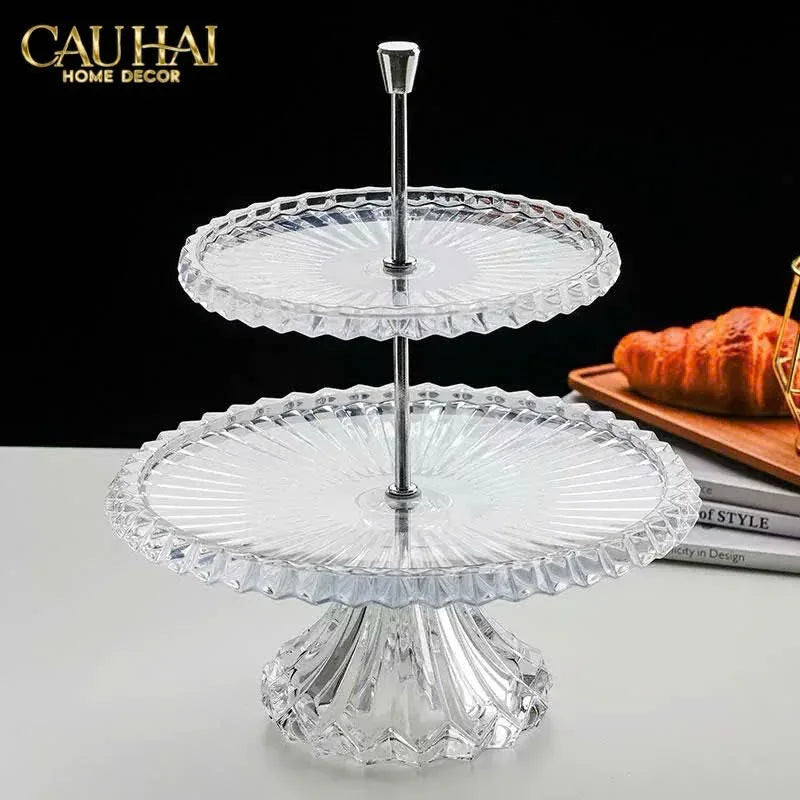 Maison Cristalleries Couture - Đĩa Pha Lê 2 Tầng Lumière Couronne Étagère 2 Niveaux 34x37-CẬU HAI HOME DECOR