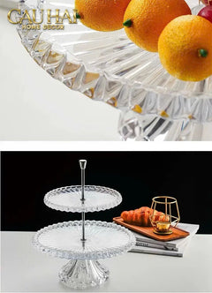Maison Cristalleries Couture - Đĩa Pha Lê 2 Tầng Lumière Couronne Étagère 2 Niveaux 34x37-CẬU HAI HOME DECOR