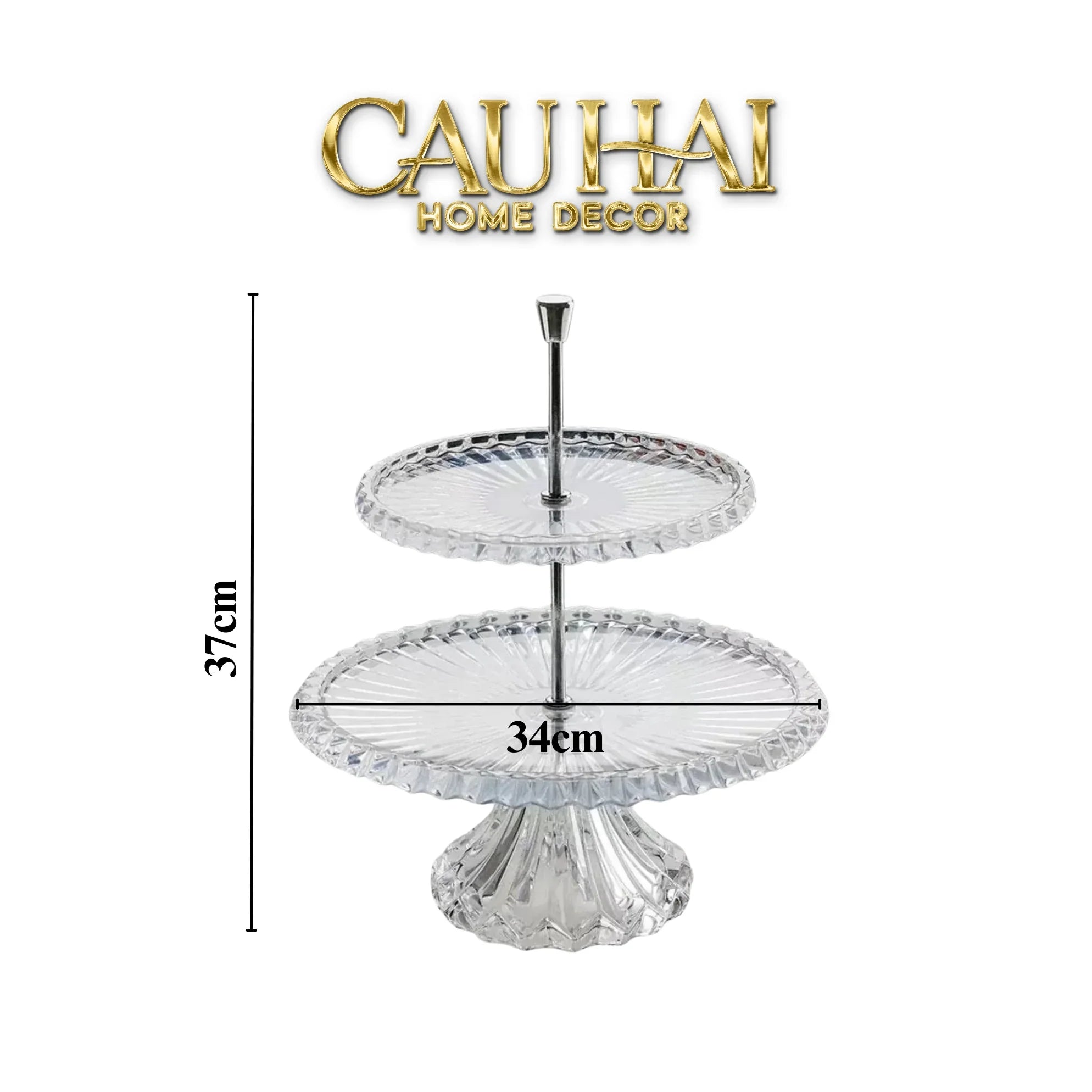 Maison Cristalleries Couture - Đĩa Pha Lê 2 Tầng Lumière Couronne Étagère 2 Niveaux 34x37-CẬU HAI HOME DECOR