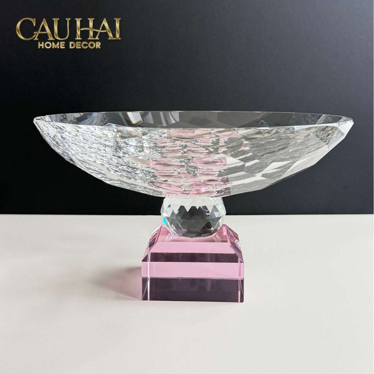 Maison Cristalleries Couture - Đĩa Trái Cây Pha Lê Amber Fruit Plates Centerpieces 9x28x15-Đĩa Trái Cây-CẬU HAI HOME DECOR-CẬU HAI HOME DECOR