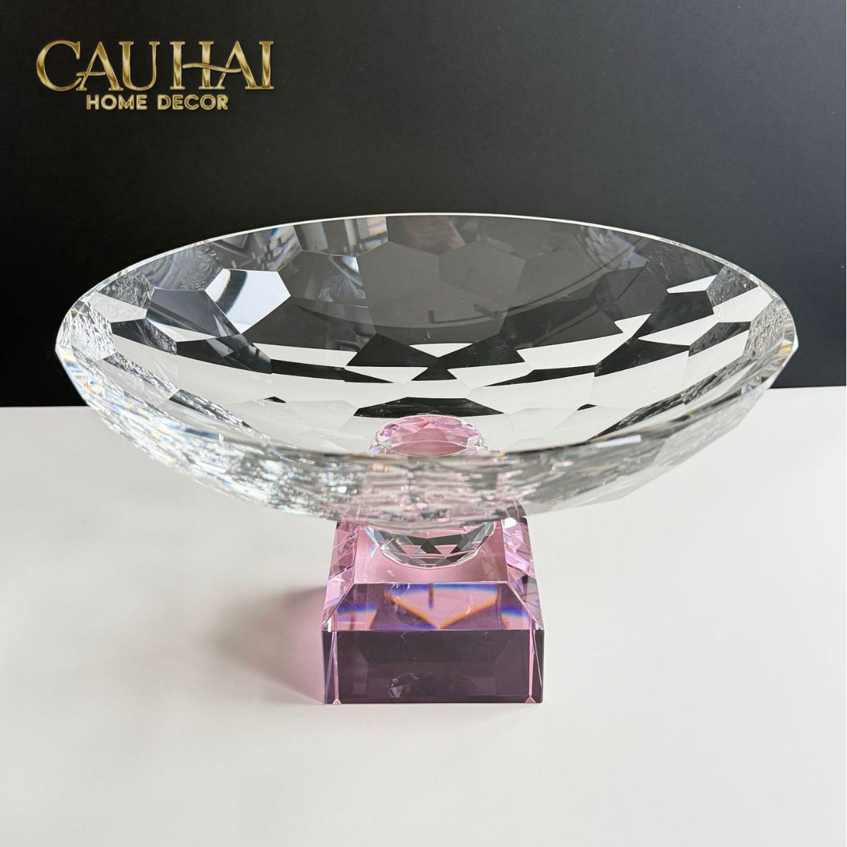Maison Cristalleries Couture - Đĩa Trái Cây Pha Lê Amber Fruit Plates Centerpieces 9x28x15-Đĩa Trái Cây-CẬU HAI HOME DECOR-CẬU HAI HOME DECOR