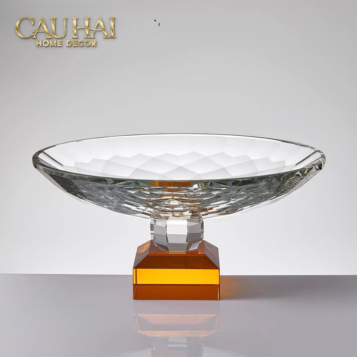 Maison Cristalleries Couture - Đĩa Trái Cây Pha Lê Amber Fruit Plates Centerpieces 9x28x15-Đĩa Trái Cây-CẬU HAI HOME DECOR-CẬU HAI HOME DECOR