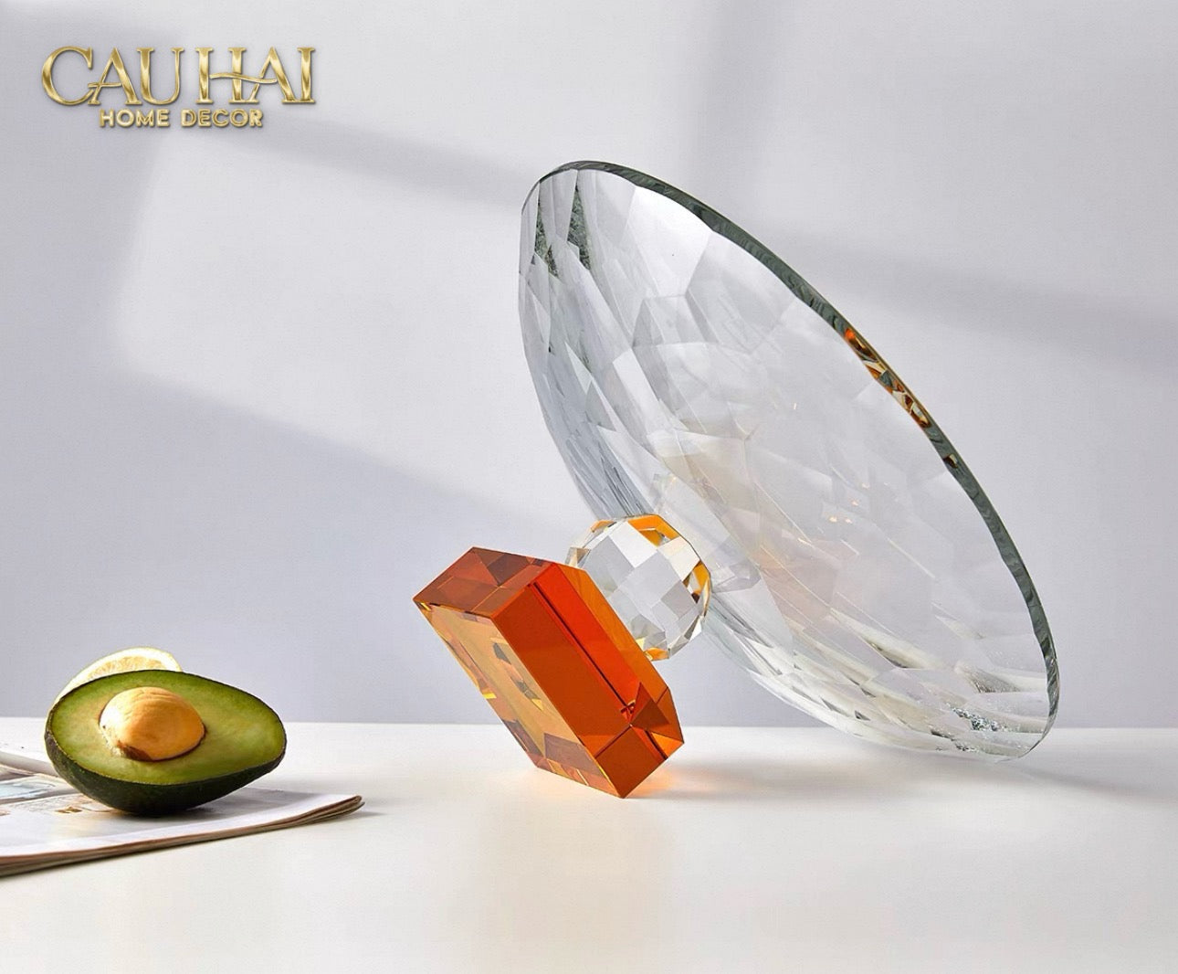 Maison Cristalleries Couture - Đĩa Trái Cây Pha Lê Amber Fruit Plates Centerpieces 9x28x15-CẬU HAI HOME DECOR