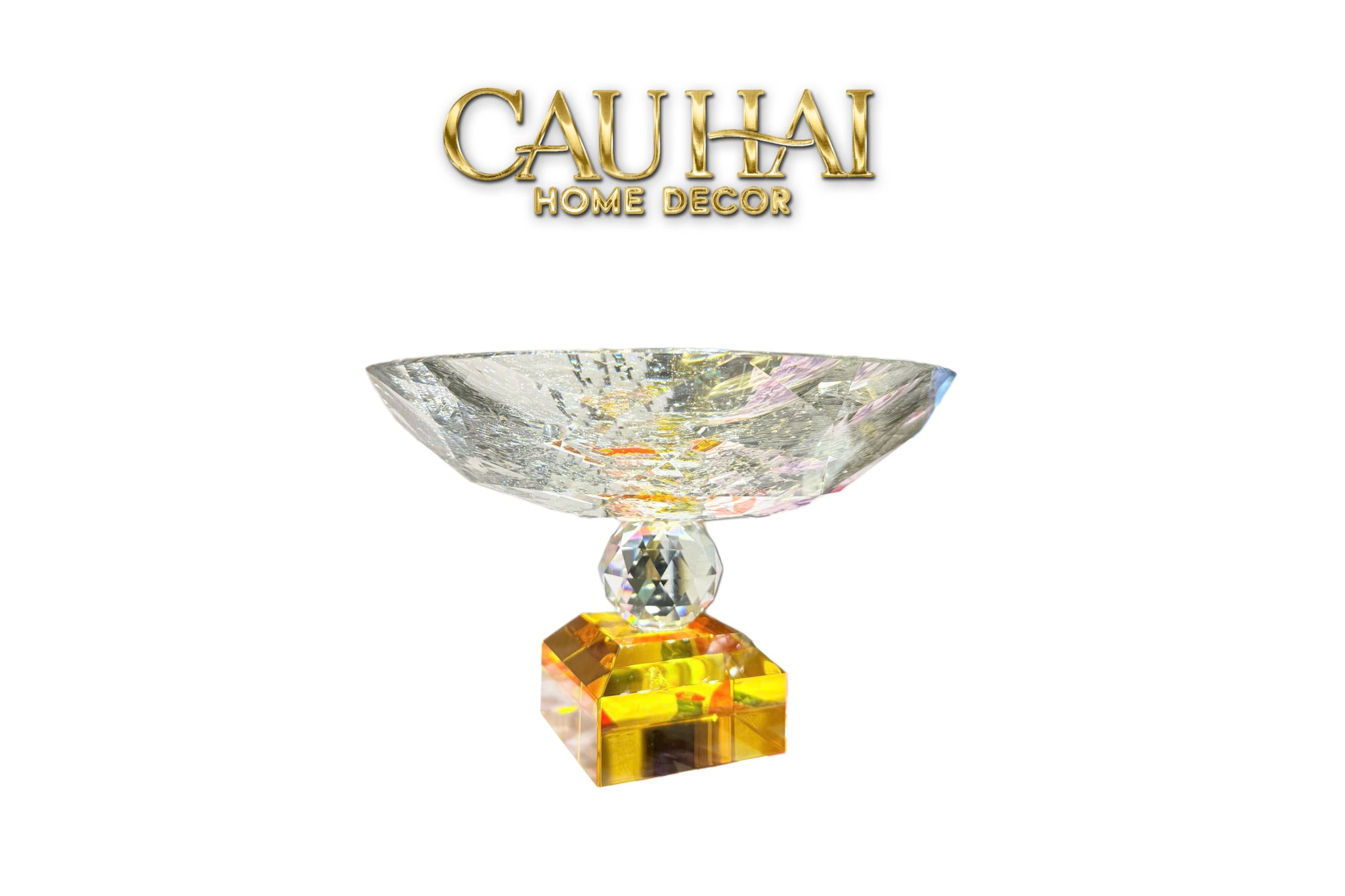 Maison Cristalleries Couture - Đĩa Trái Cây Pha Lê Amber Fruit Plates Centerpieces 9x28x15-CẬU HAI HOME DECOR