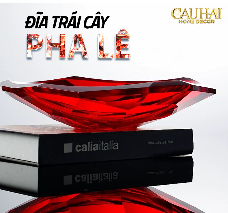 Maison Cristalleries Couture - Đĩa Trái Cây Pha Lê Cao Cấp Crimson Ruby Peak Centerpiece Fruit Plate D29-SET CHÉN DĨA-CẬU HAI HOME DECOR