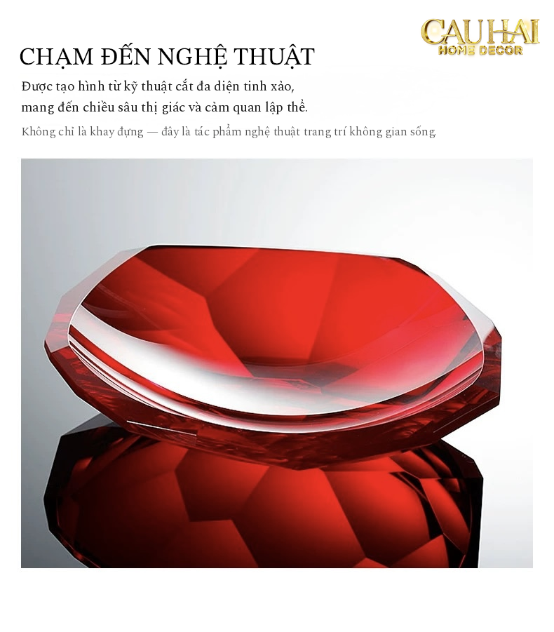 Maison Cristalleries Couture - Đĩa Trái Cây Pha Lê Cao Cấp Crimson Ruby Peak Centerpiece Fruit Plate D29-SET CHÉN DĨA-CẬU HAI HOME DECOR