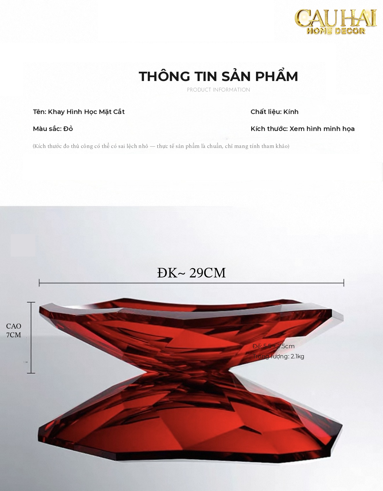 Maison Cristalleries Couture - Đĩa Trái Cây Pha Lê Cao Cấp Crimson Ruby Peak Centerpiece Fruit Plate D29-SET CHÉN DĨA-CẬU HAI HOME DECOR