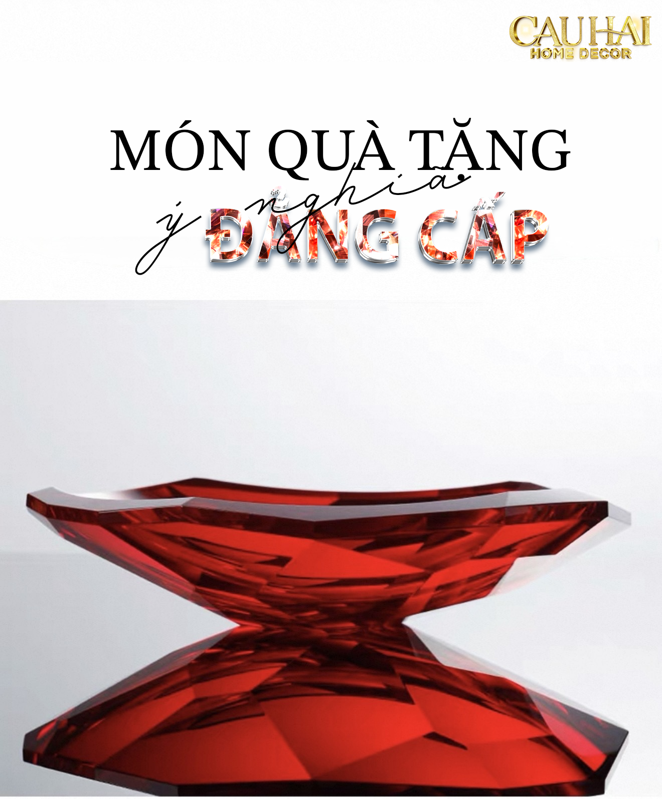 Maison Cristalleries Couture - Đĩa Trái Cây Pha Lê Cao Cấp Crimson Ruby Peak Centerpiece Fruit Plate D29-SET CHÉN DĨA-CẬU HAI HOME DECOR