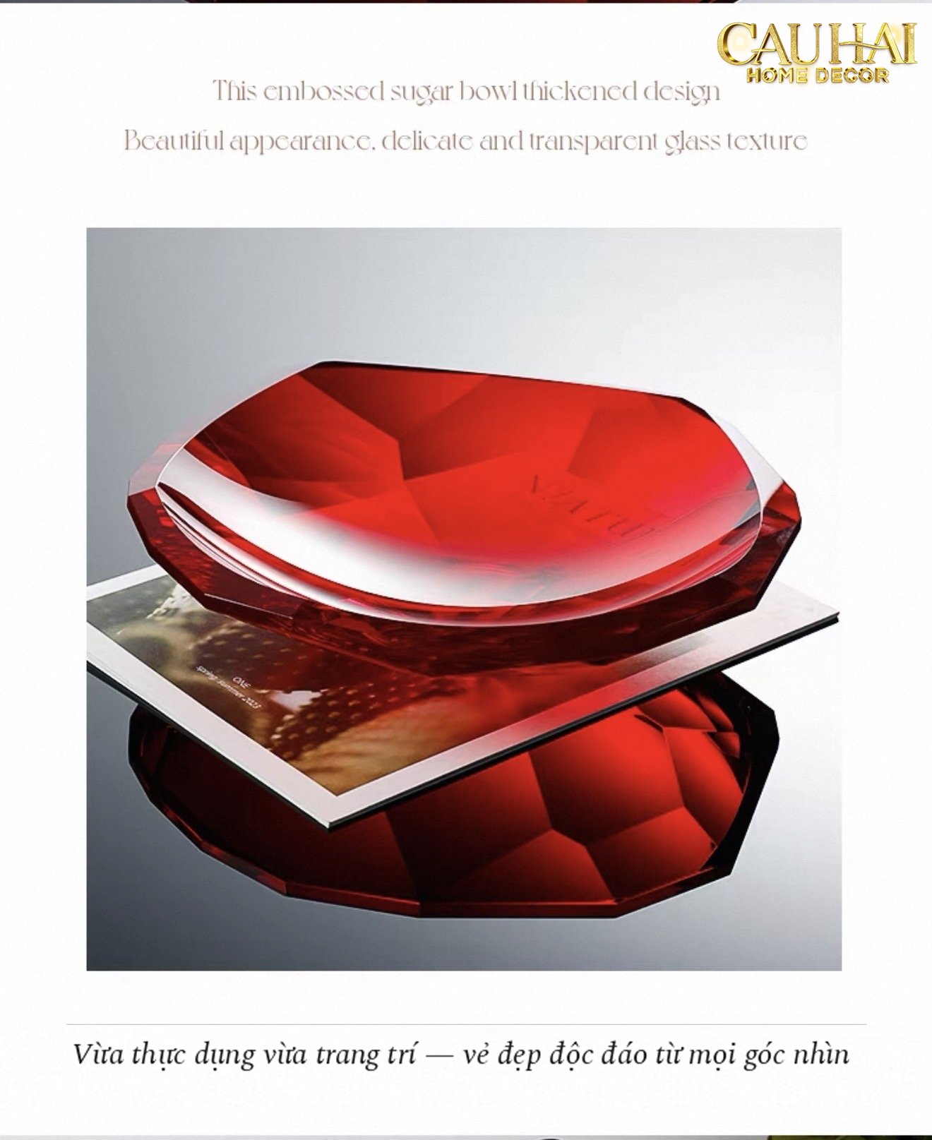 Maison Cristalleries Couture - Đĩa Trái Cây Pha Lê Cao Cấp Crimson Ruby Peak Centerpiece Fruit Plate D29-SET CHÉN DĨA-CẬU HAI HOME DECOR