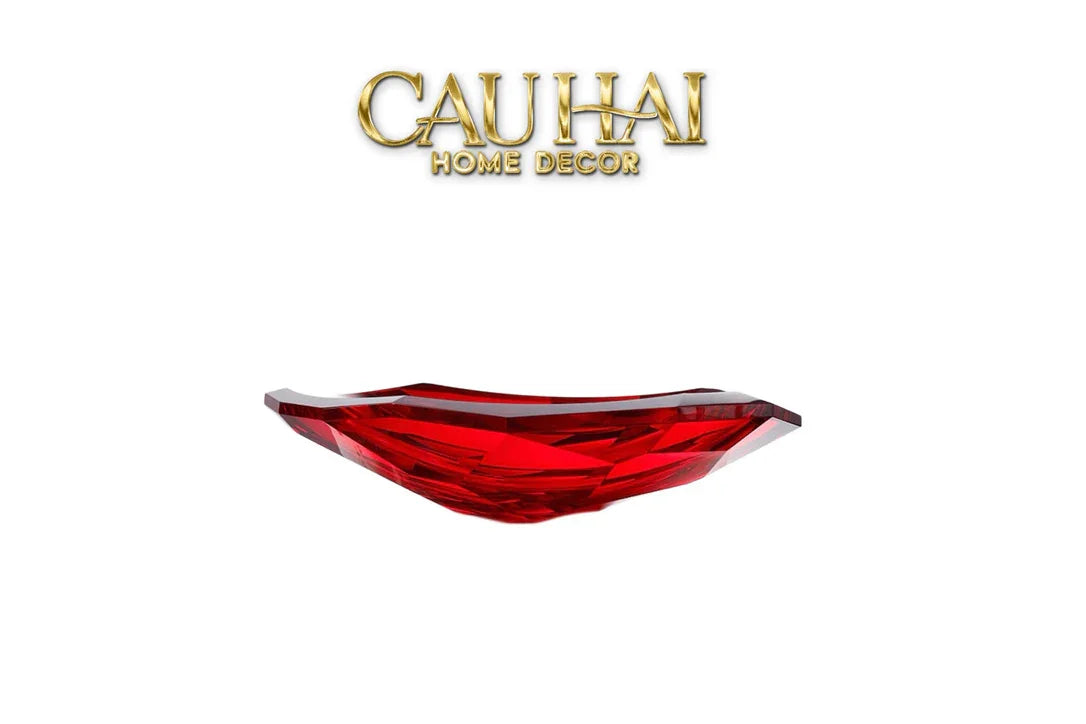 Maison Cristalleries Couture - Đĩa Trái Cây Pha Lê Cao Cấp Crimson Ruby Peak Centerpiece Fruit Plate D29-SET CHÉN DĨA-CẬU HAI HOME DECOR