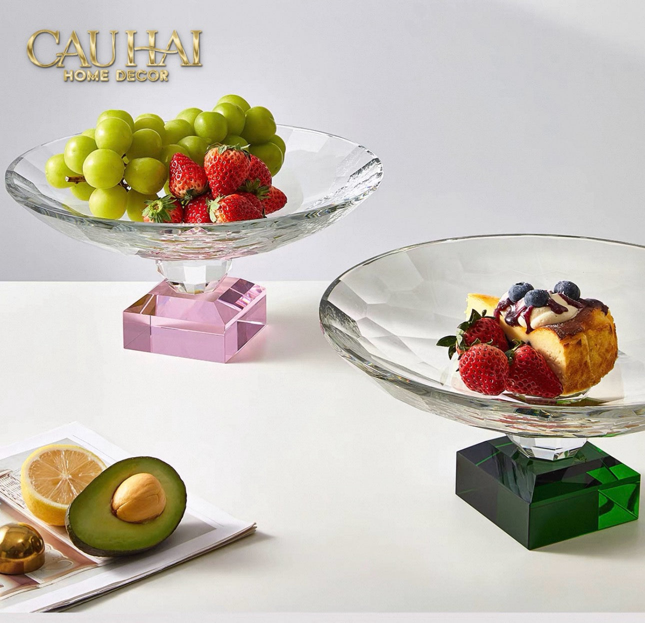 Maison Cristalleries Couture - Đĩa Trái Cây Pha Lê Eclat Candy Pink Centerpieces Fruit Plates 9x28x15-CẬU HAI HOME DECOR