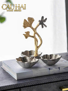 Maison Elysian Couture - Đĩa Trái Cây Đồng Mạ Bạc Triptyque · Indira Atelier Ginkgo Platinum Decorative Trays 22x22-LY THỦY TINH-CẬU HAI HOME DECOR