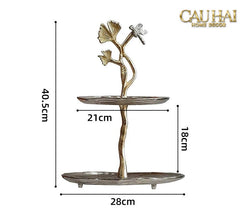 Maison Elysian Couture - Đĩa Trái Cây Đồng Mạ Bạc Triptyque · Indira Atelier Ginkgo Platinum Decorative Trays 22x22-LY THỦY TINH-CẬU HAI HOME DECOR