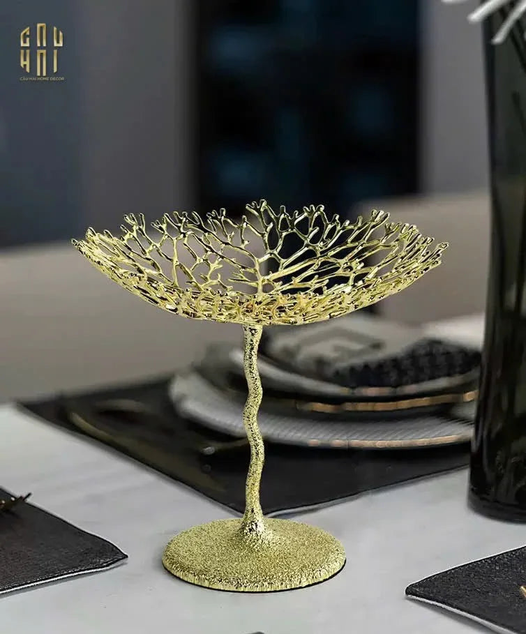 Maison Elysian Couture - Đĩa Trái Cây San Hô Bằng Đồng Aureum Doré Corail Centerpieces 23x27-Đĩa Trái Cây-CẬU HAI HOME DECOR