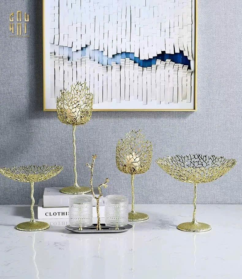 Maison Elysian Couture - Đĩa Trái Cây San Hô Bằng Đồng Aureum Doré Corail Centerpieces 23x27-Đĩa Trái Cây-CẬU HAI HOME DECOR
