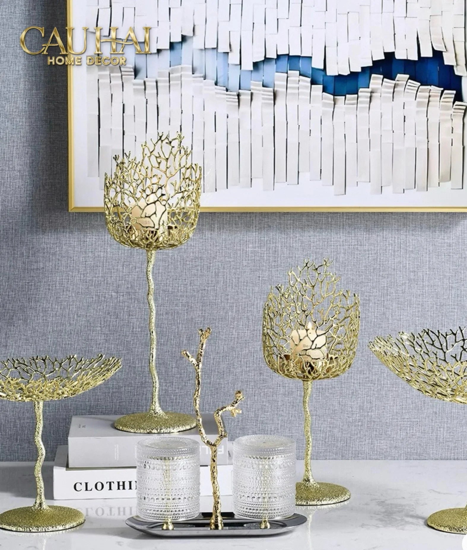 Maison Elysian Couture - Đĩa Trái Cây San Hô Bằng Đồng Aureum Doré Corail Centerpieces 23x27-Đĩa Trái Cây-CẬU HAI HOME DECOR