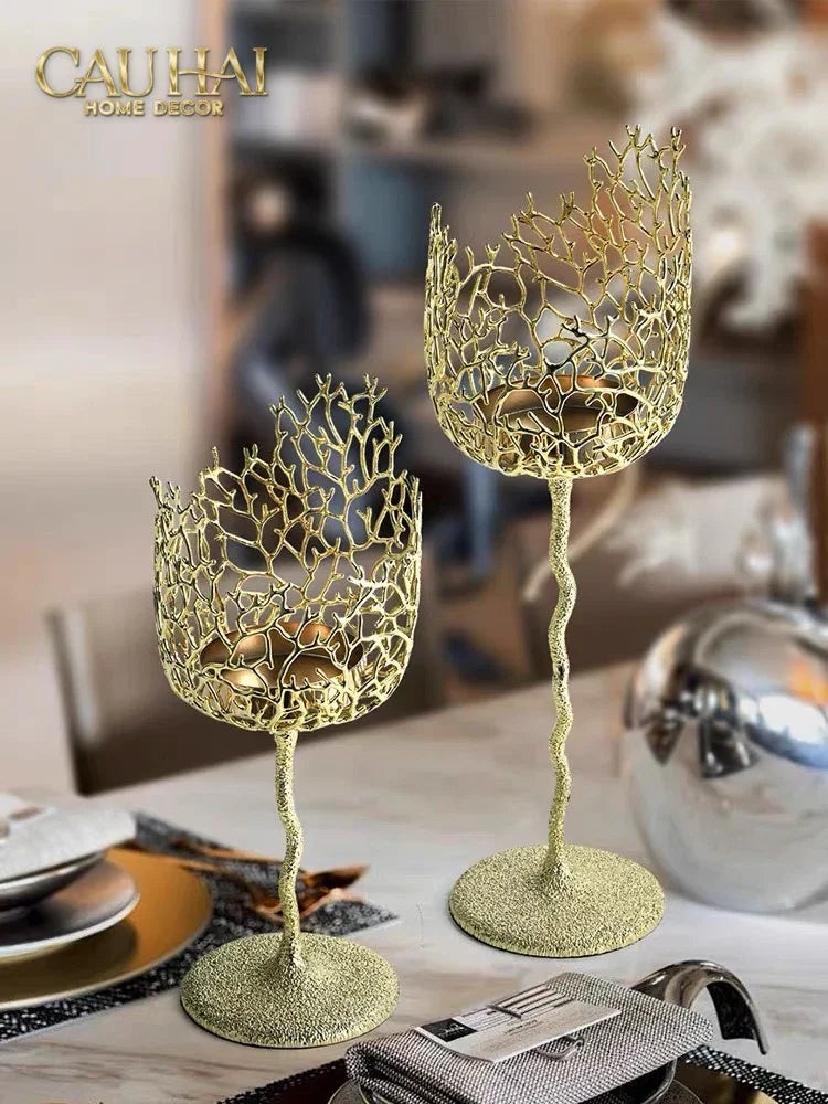 Maison Elysian Couture - Đĩa Trái Cây San Hô Bằng Đồng Aureum Doré Corail Centerpieces 23x27-Đĩa Trái Cây-CẬU HAI HOME DECOR