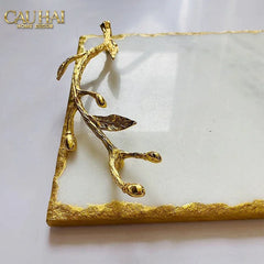 Metropolitan Elite - Khay Đá Chữ Nhật Manhattan Urban Gold Luxe Marble Trays 20x30-KHAY TRANG TRÍ-CẬU HAI HOME DECOR
