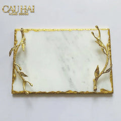Metropolitan Elite - Khay Đá Chữ Nhật Manhattan Urban Gold Luxe Marble Trays 20x30-KHAY TRANG TRÍ-CẬU HAI HOME DECOR
