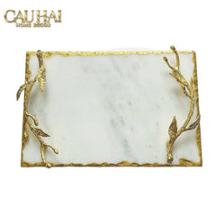 Metropolitan Elite - Khay Đá Chữ Nhật Manhattan Urban Gold Luxe Marble Trays 20x30-KHAY TRANG TRÍ-CẬU HAI HOME DECOR