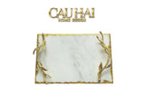 Metropolitan Elite - Khay Đá Chữ Nhật Manhattan Urban Gold Luxe Marble Trays 20x30-KHAY TRANG TRÍ-CẬU HAI HOME DECOR