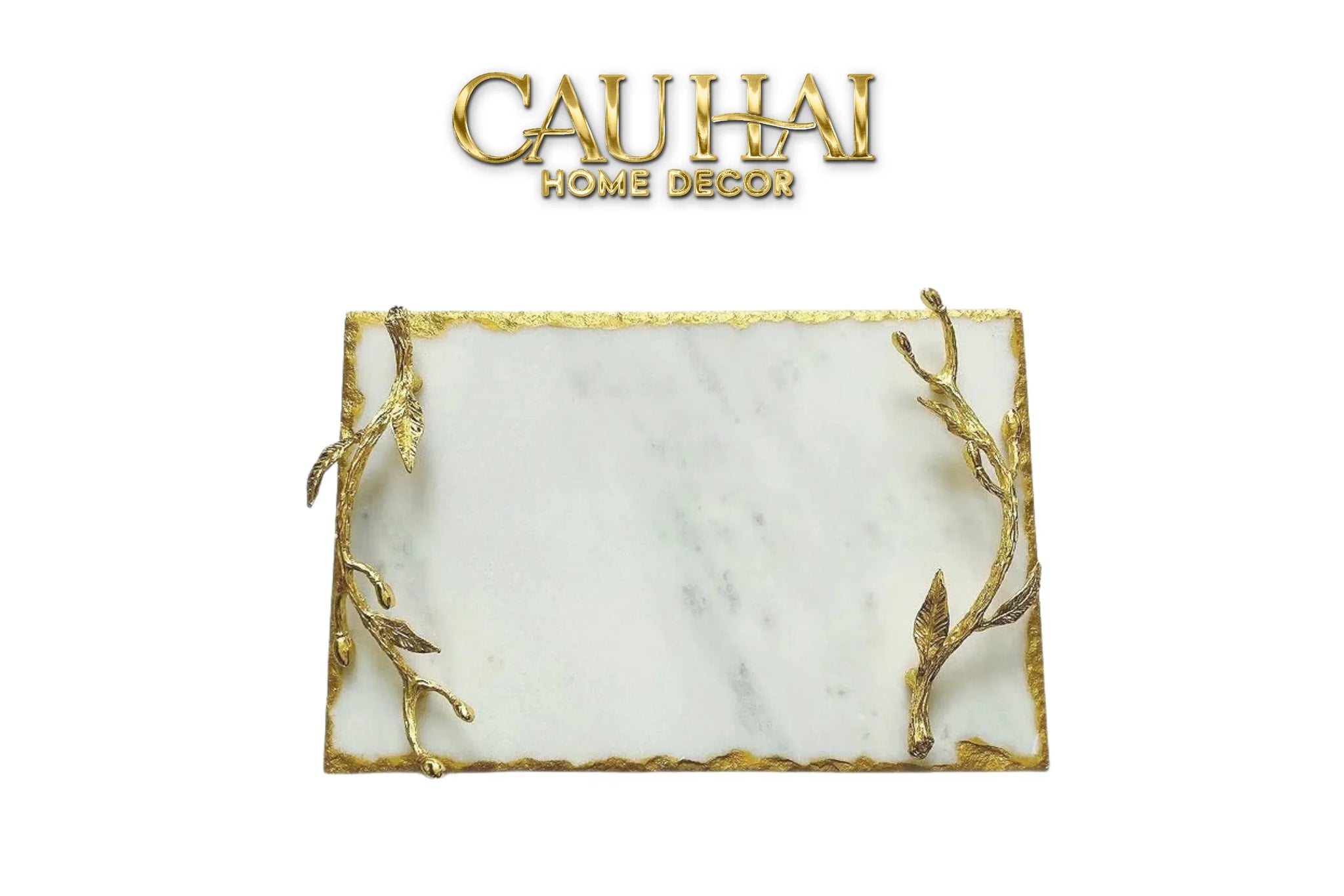 Metropolitan Elite - Khay Đá Chữ Nhật Manhattan Urban Gold Luxe Marble Trays 20x30-KHAY TRANG TRÍ-CẬU HAI HOME DECOR