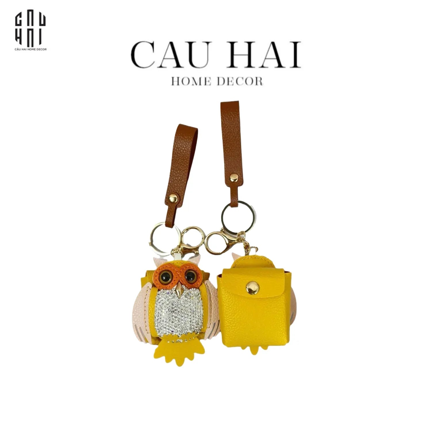 Móc Khoá - Charm Túi Xách Owl Bling Bling Yellow-MÓC KHÓA & CHARM TÚI-CẬU HAI HOME DECOR