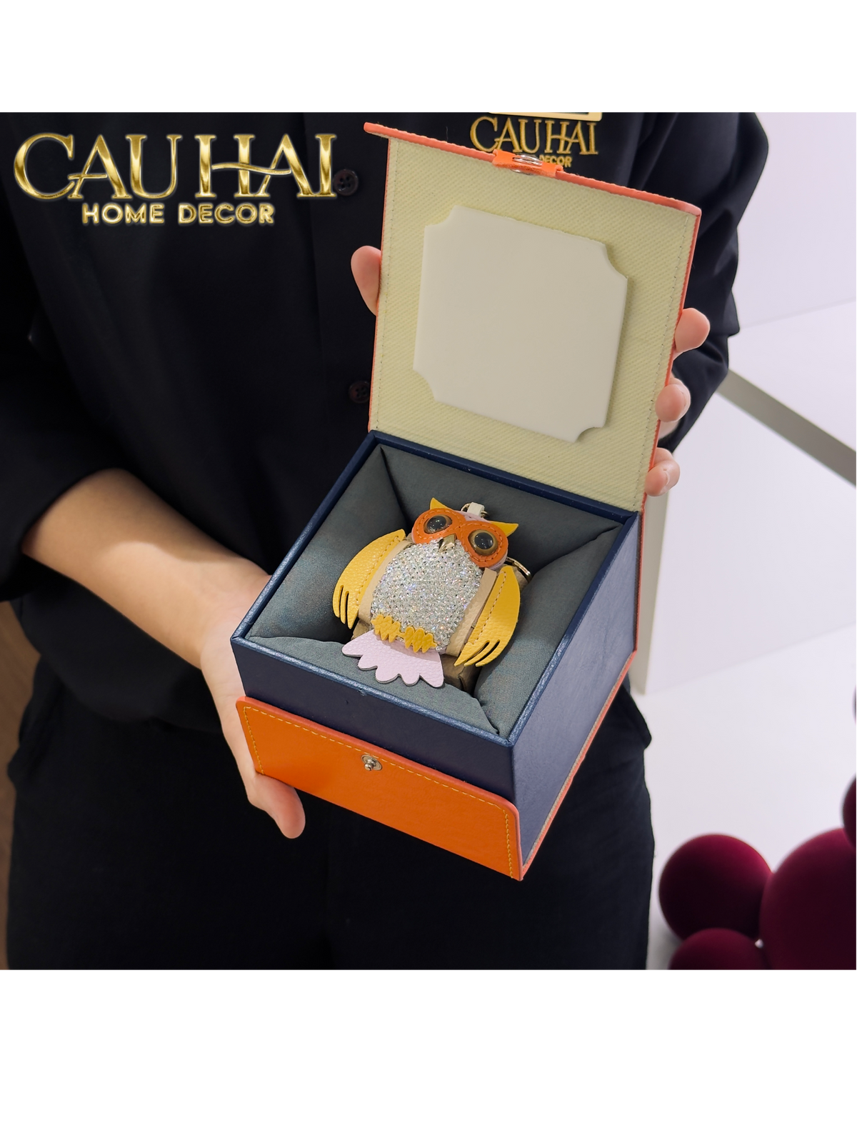 Móc Khoá - Charm Túi Xách Owl Bling Bling White-MÓC KHÓA & CHARM TÚI-Đối tác tại Trung Quốc theo từng đơn đặt hàng-CẬU HAI HOME DECOR