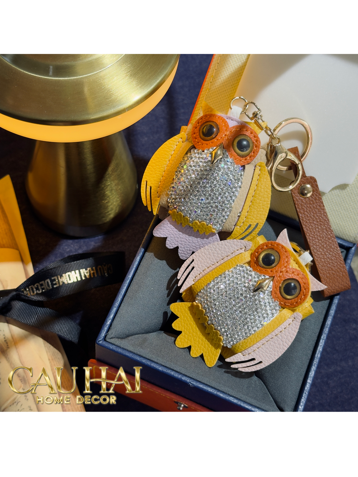 Móc Khoá - Charm Túi Xách Owl Bling Bling White-MÓC KHÓA & CHARM TÚI-Đối tác tại Trung Quốc theo từng đơn đặt hàng-CẬU HAI HOME DECOR