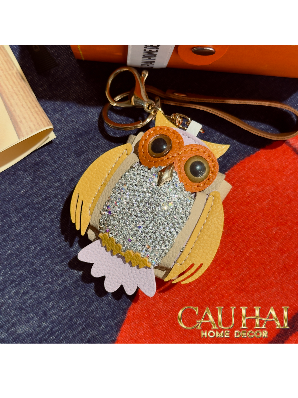 Móc Khoá - Charm Túi Xách Owl Bling Bling White-MÓC KHÓA & CHARM TÚI-Đối tác tại Trung Quốc theo từng đơn đặt hàng-CẬU HAI HOME DECOR