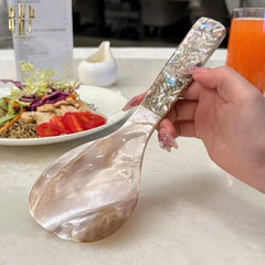 Muỗng Vá Cơm Xà Cừ Glowing Mother-of- Pearl Rice Paddle Tablewares D13-Dinner Cutlery Set Dao Muỗng Nĩa-CẬU HAI HOME DECOR