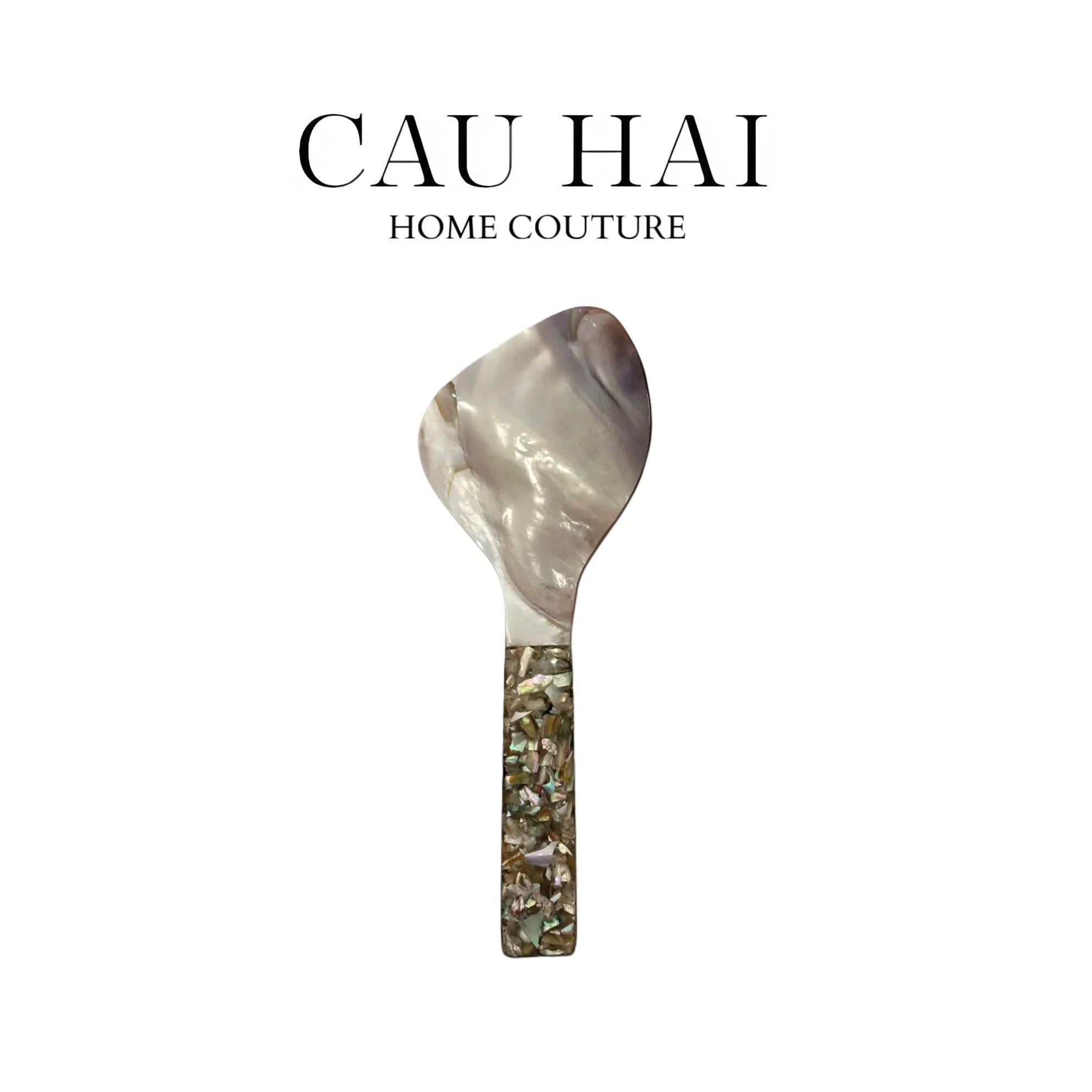 Muỗng Vá Cơm Xà Cừ Glowing Mother-of- Pearl Rice Paddle Tablewares D13-Dinner Cutlery Set Dao Muỗng Nĩa-CẬU HAI HOME DECOR