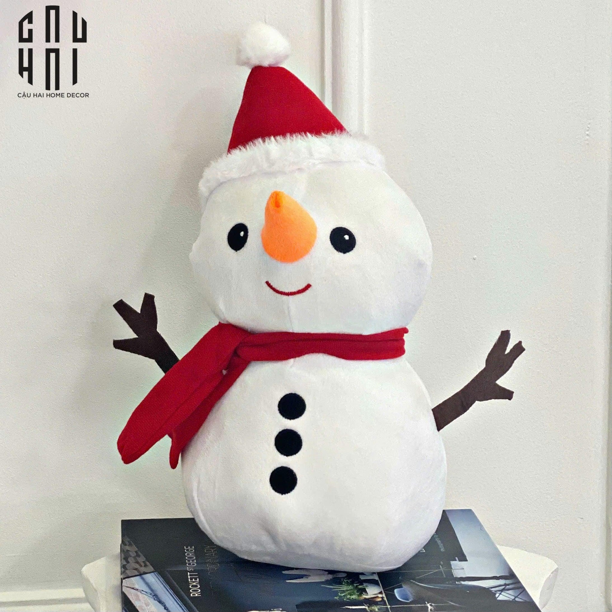 Người Tuyết - Lovely White Snow Man With Stick-LY THỦY TINH-CẬU HAI HOME DECOR