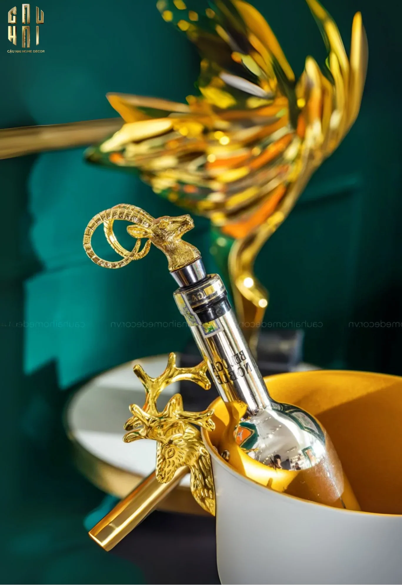 Nút Đậy Vang - Golden Antelope Wine Stopper Ss30-Nắp đồ uống thay thế-CẬU HAI HOME DECOR